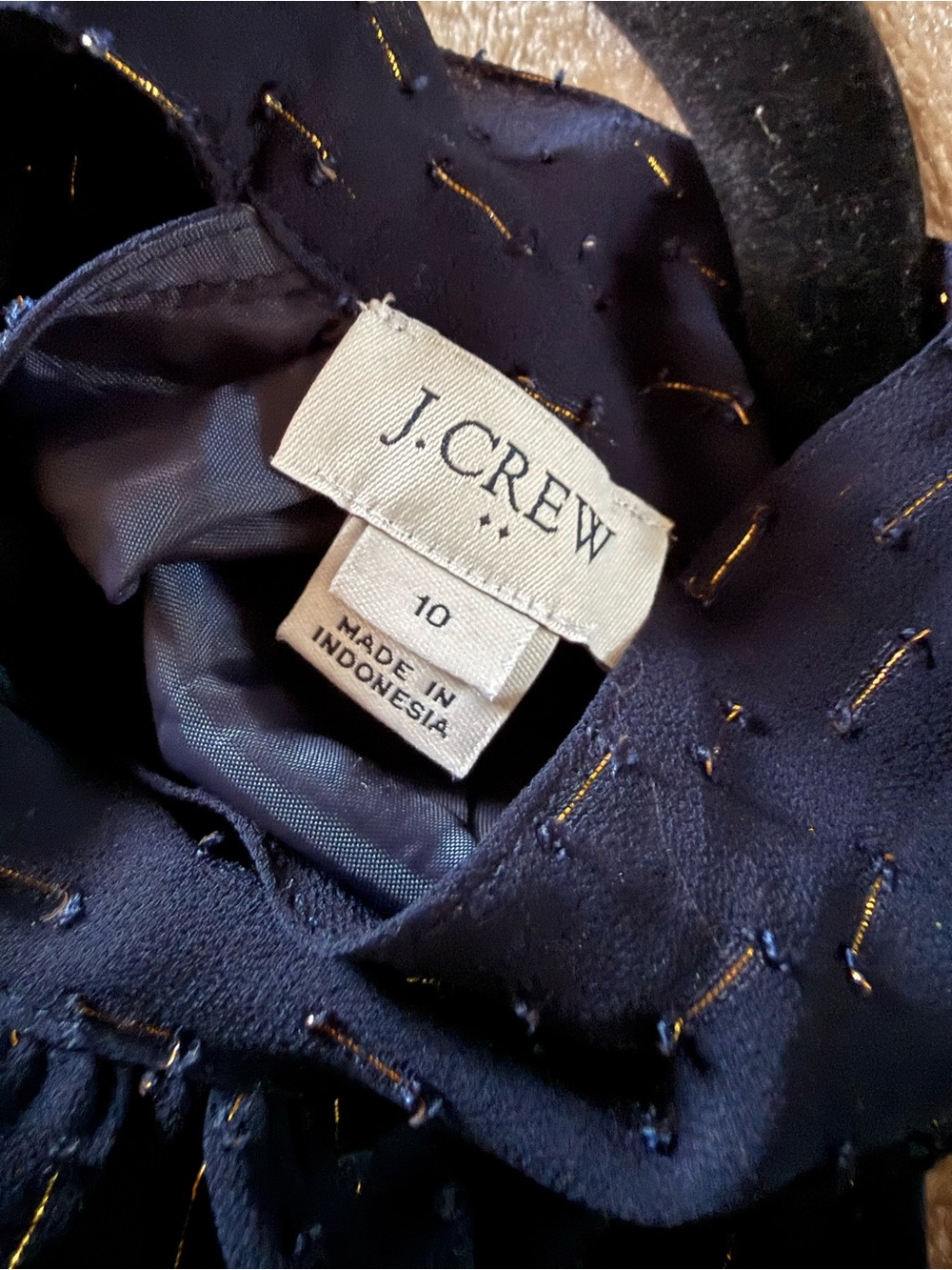 J. Crew Navy Halter Top with Metallic Stitching - Picture 4 of 4